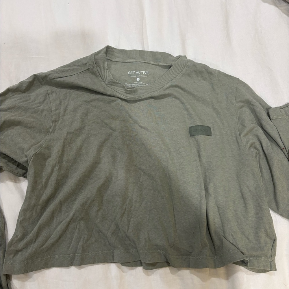 SET Active Sage Green Cropped Tee